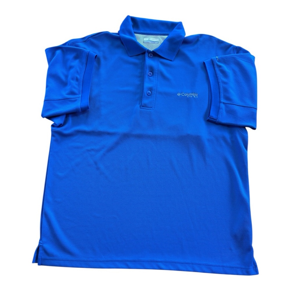 Columbia PFG Fishing Performance Cobalt Blue Polo M Moisture Wicking Omni Shade